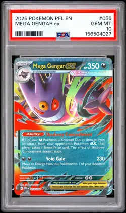 PSA 10 MEGA GENGAR EX 056 2025 PFL EN-PHANTASMAL FLAMES POKEMON CARD - Image 1