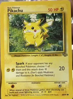 Pikachu 60/64 Base Set Regular 50 HP Basic Common 1st Edition Pokemon TCG - Image 1