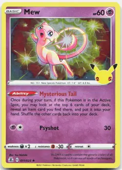 Pokemon TCG Mew Celebrations Holo Rare 011/025 Holo - Image 1