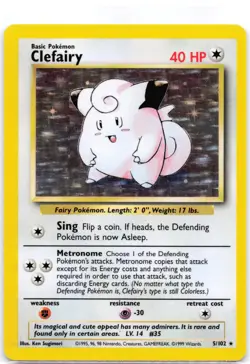 Clefairy 5/102 Holo Base Set Unlimited MP - Image 1