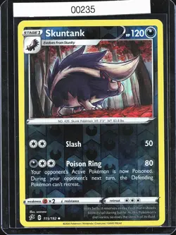 Pokemon TCG Skuntank 115/192 Reverse Holo Rebel Clash B-0004 - Image 1