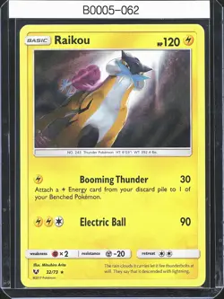 Pokemon TCG Raikou 32/73 Shining Legends Holo Rare B0005-062 - Image 1