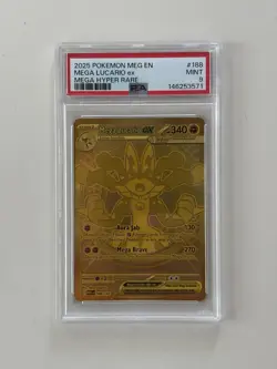 Pokemon 2025 Mega Lucario ex 188/132 Gold Hyper Rare Mega Evolution PSA 9 - Image 1