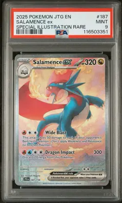 2025 POKEMON JOURNEY TOGETHER ILLUSTRATION RARE #187 SALAMENCE EX PSA 9 - Image 1