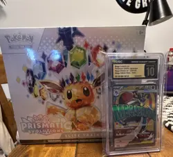 Pokemon Scarlet & Violet Prismatic Evolutions Elite Trainer Box + CGC 10 Lucari… - Image 1