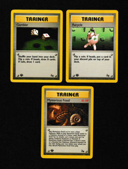 POKEMON 1999 First Edition LOT OF3 Gambler 60 Recycle 61 Mysterious 62 Fossil - Image 1
