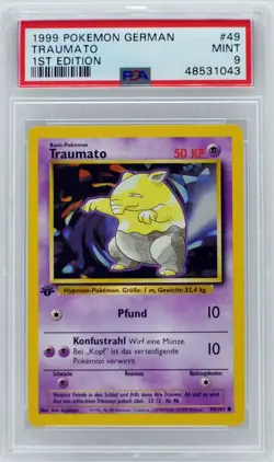 Pokemon 1st Edition Base Set German Drowzee (Traumato) 49/102 PSA 9 MINT - Image 3