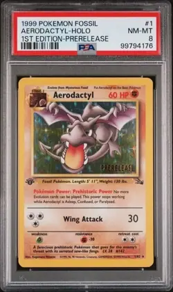 Aerodactyl #1 PSA 8 1999 1st Edition Prerelease Holo Rare Promo Fossil Pokemon - Image 1