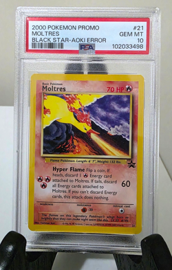 2000 POKEMON PROMO BLACK STAR TOSHINAO AOKI ERR #21 MOLTRES PSA 10 GEM MINT - Image 1