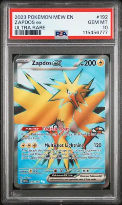 2023 POKEMON MEW EN-151 ULTRA RARE #192 ZAPDOS EX PSA 10 - Image 1