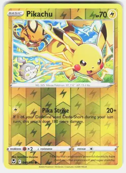 Pikachu 049/195 Common Silver Tempest Pokemon Reverse Holo Lightly Played - Image 2
