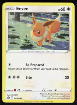 Eevee SWSH190 Promo Sword & Shield Promo Pokemon Holo Moderately Played - Image 1