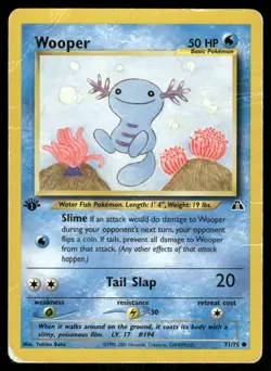 2001 Pokemon Wooper Common Neo Discovery 71/75 1st Edition DMG - Image 1