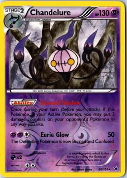 Pokemon tcg: Noble Victories Chandelure #60/101 Reverse Holo - LP Rare .VO5 - Image 1