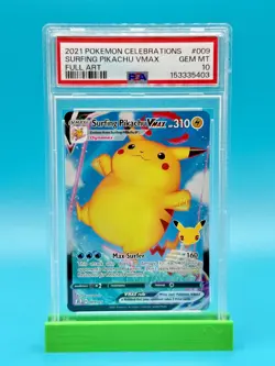 PSA 10 - 2021 Pokemon Celebrations Surfing Pikachu VMAX Full Art #9 - Image 1