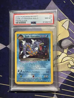 2000 Pokemon Team Rocket Dark Gyarados Pre-Release Holo #8 - PSA NM-MT 8!!!! - Image 1
