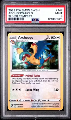 2022 POKEMON SWORD & SHIELD SILVER TEMPEST #147 ARCHEOPS-HOLO PSA 9 - Image 1