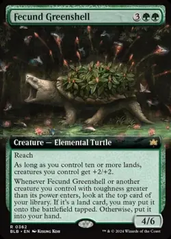 1x Fecund Greenshell ~ Extended Art - Foil NM-Mint, English Bloomburrow MTG Magi - Image 1