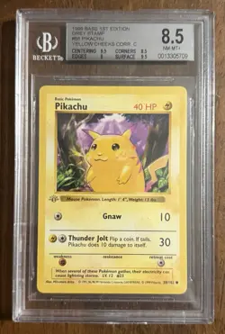 Pokemon Pikachu Yellow Cheeks 1st Edition Gray Stamp Base Set 1999 BGS 8.5 POP 3 - Image 1