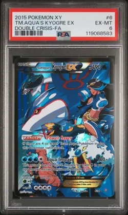 2015 POKEMON XY DOUBLE CRISIS #6 FULL ART/TEAM AQUA'S KYOGRE EX PSA 6 - Image 1