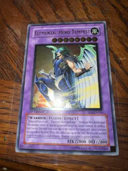 Yugioh Elemental Hero Tempest EEN-EN034 Ultimate Rare 1st Edition Lightly Played - Image 1