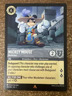 Disney Lorcana *Mickey Mouse - Musketeer X1 Rare* 186/204 First Chapter (NM) - Image 1