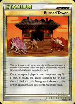 Burned Tower Uncommon Undaunted 71/90 Stadium Pokemon Card - Image 1