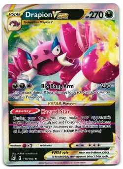 Drapion VSTAR 119/196 - Lost Origin Rare VSTAR Pokemon TCG Holo - M/LP Card - Image 1