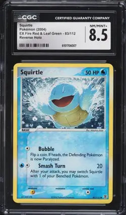 CGC 8.5 Squirtle Reverse Holo EX Fire Red & Leaf Green 2004 Pokemon Card #83 - Image 1