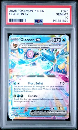 PSA 10 GEM MINT 2025 Pokemon Card Prismatic Evolutions #026/131 Glaceon Ex - Image 1