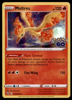 Moltres 012/078 Holo Rare Pokemon GO Pokemon Holo Lightly Played - Image 1