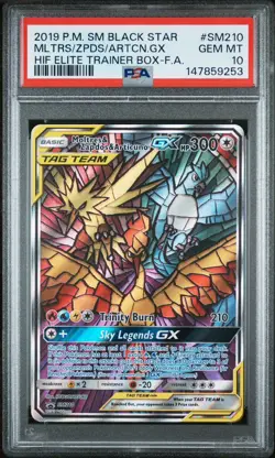 PSA 10 2019 POKEMON SM BLACK STAR PROMO FULL ART MOLTRES & ZAPDOS & ARTICUNO GX - Image 1