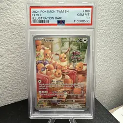 POKEMON TCG TWM EN-TWILIGHT MASQUERADE ILLUSTRATION RARE #188 EEVEE PSA 10 - Image 1