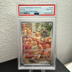 POKEMON TCG TWM EN-TWILIGHT MASQUERADE ILLUSTRATION RARE #188 EEVEE PSA 10 - Image 2