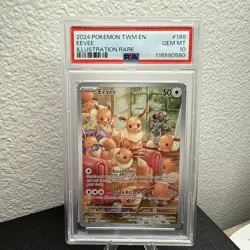 POKEMON TCG TWM EN-TWILIGHT MASQUERADE ILLUSTRATION RARE #188 EEVEE PSA 10 - Image 3