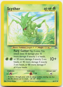 Scyther 46/75 Uncommon Neo Discovery Pokemon Unlimited Near Mint - Image 1
