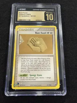 Pokemon Root Fossil Trainer 92/100 from EX Sandstorm in a CGC Pristine 10 !! - Image 1