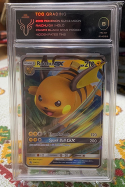 RAICHU GX SM213 HIDDEN FATES TINS PROMO POKEMON GRADED TCG GRADING NM/MT 8 - Image 1