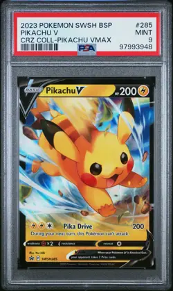 PIKACHU V #285 BLACK STAR PROMO CROWN ZENITH PIKACHU VMAX COL 2023 POKEMON PSA 9 - Image 1