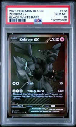 2025 POKEMON BLK EN-BLACK BOLT BLACK WHITE RARE #172 ZEKROM EX PSA 10 - Image 1