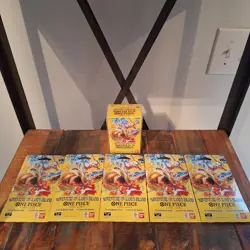 Lot of 7 One Piece OP15 EB04 Packs - 5 Sleeved Booster Packs and 1 Double Pack - Image 1