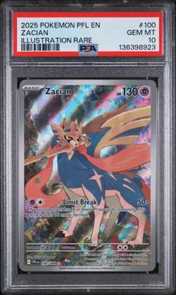 2025 POKEMON PFL EN-PHANTASMAL FLAMES ILLUSTRATION RARE #100 ZACIAN PSA 10 - Image 1