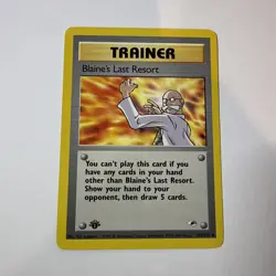 Pokemon Tcg NM Blaine's Last Resort [1st Edition] #105 Pokemon Gym Heroes - Image 1