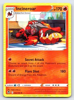 Incineroar 032/195 Rare Silver Tempest Pokemon Near Mint - Image 1