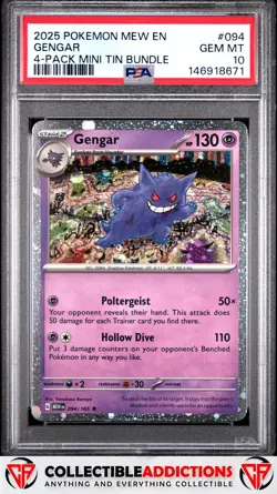 2025 Pokemon Mew En-151 #094 Gengar cosmos holo Promo PSA 10 - Image 1