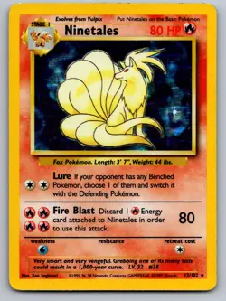 Ninetales 12/102 Holo Holo Rare Base Set Unlimited Pokemon Holo Heavily Played - Image 1