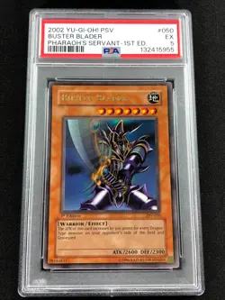 Yugioh 2002 Buster Blader 1st PSV-050 Ultra Rare PSA 5 - Image 1