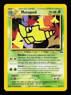 Metapod 42/75 Unlimited Uncommon Neo Discovery Pokemon Card - Image 1