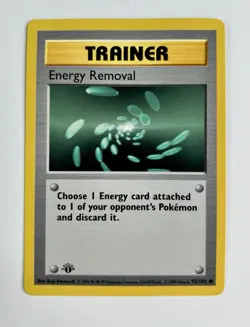 Energy Removal 1999 Pokemon Game Shadowless Base Set 1st Edition #92/102 * LP - Image 1