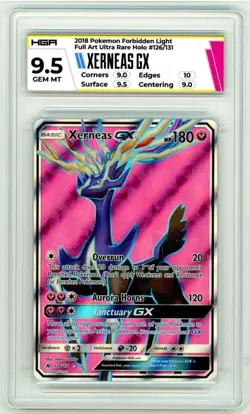 2018 Pokemon Sun & Moon Xerneas GX 126/131 Forbidden Light HGA 9.5 GEM MNT Pop 1 - Image 1